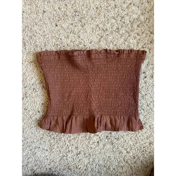LA Hearts Tube Top Brown Button Size M Y2K - Picture 5 of 5